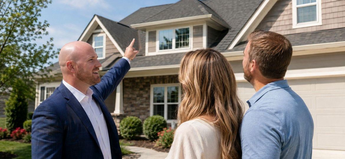 Brad Strawbridge discussing a roof with Metro Atlanta homeowners