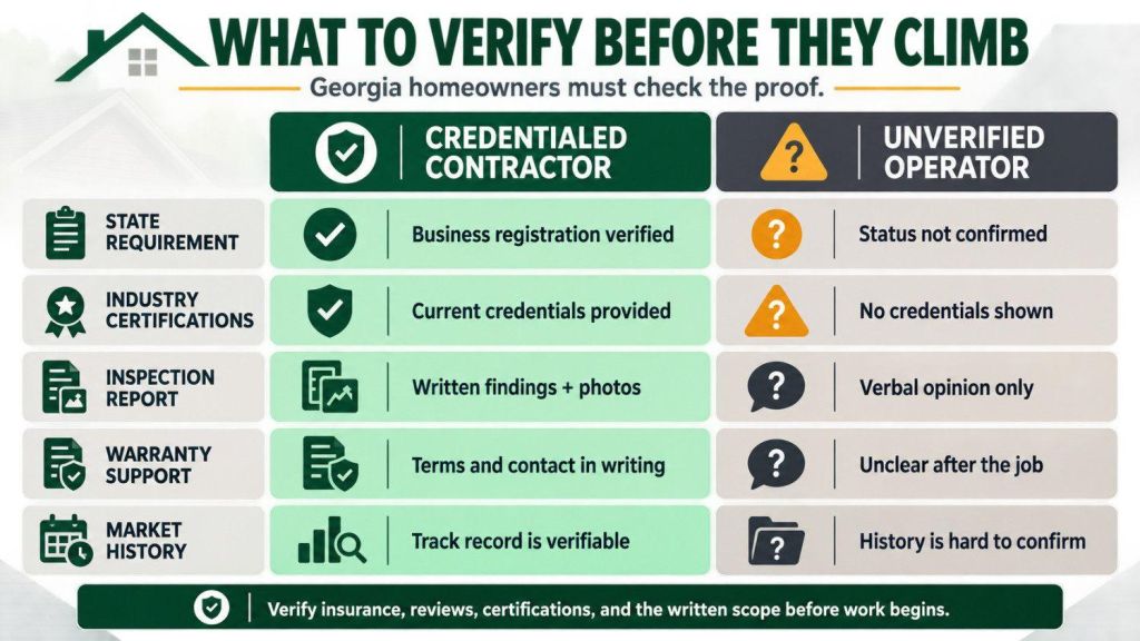 comparison of credentialed and unverified roofing contractors